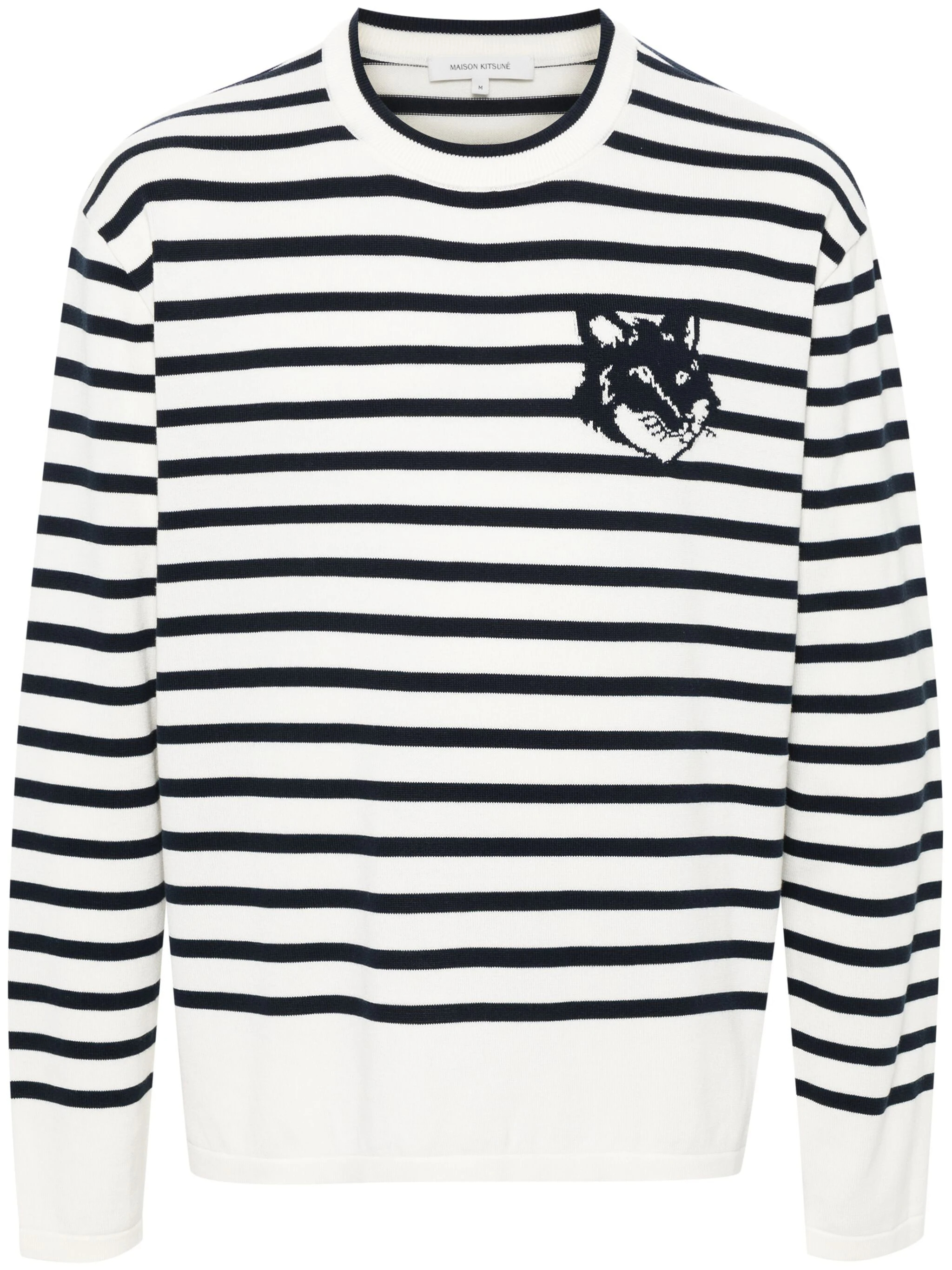 Pull MAISON KITSUNÉ Bleu marine deep/Stripes Blanc off